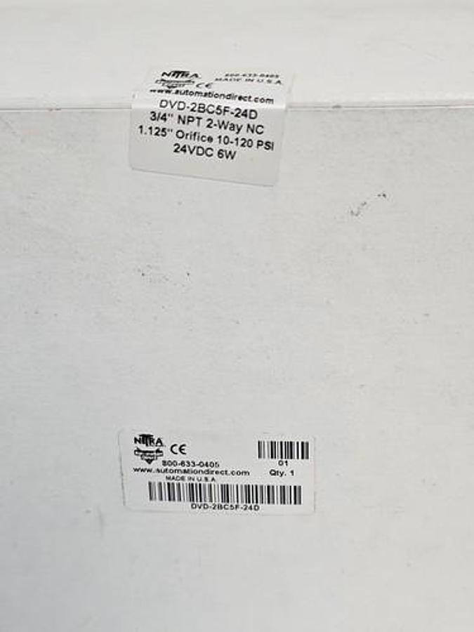 NIB AUTOMATION DIRECT NITRA DVD-2BC5F-24D SOLENOID VALVE 2-WAY 3/4'' NPT