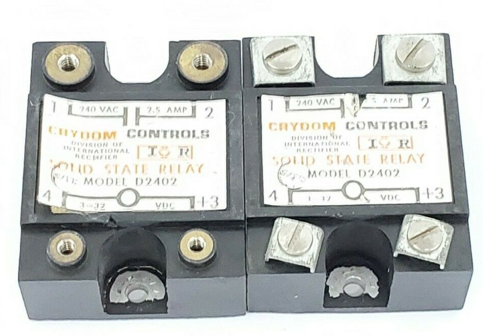 Used LOT OF 2 CRYDOM D2402 SOLID STATE RELAYS 240 VAC 2.5 AMPS