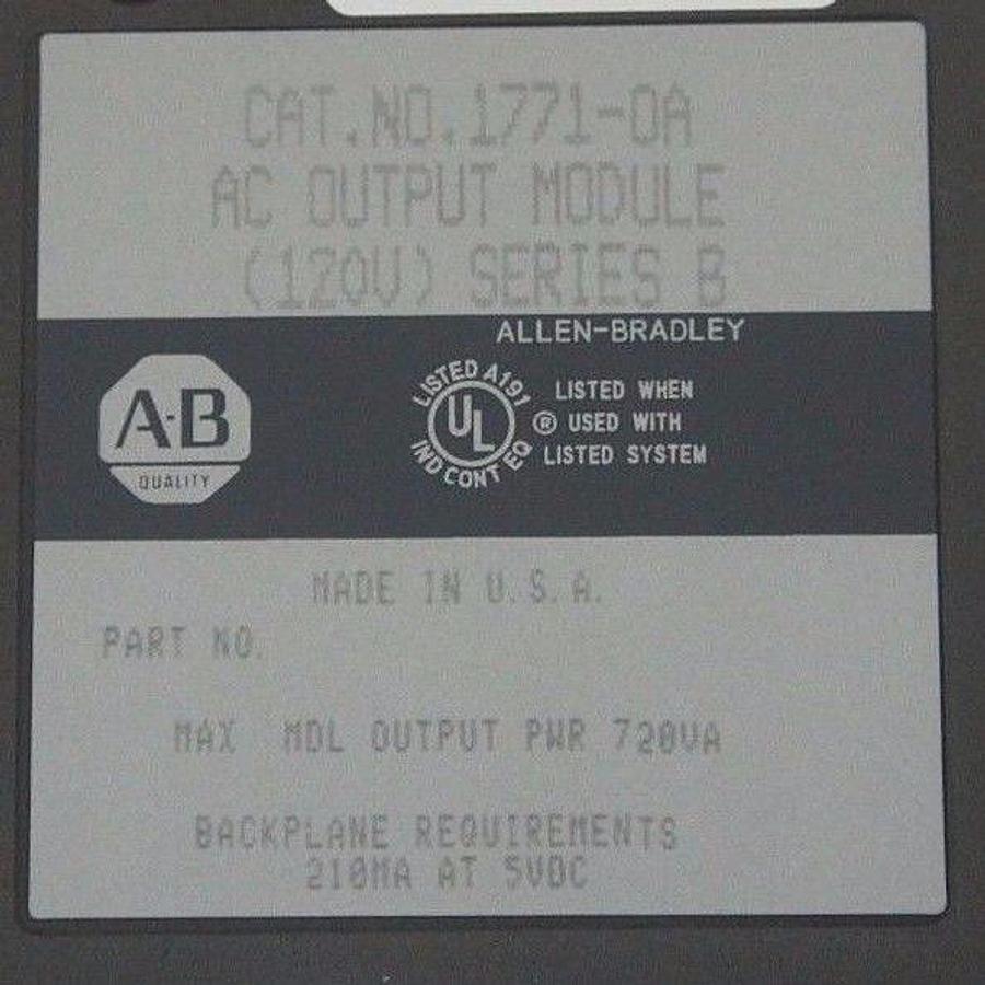 Used ALLEN BRADLEY 1771-OA AC OUTPUT MODULE SER B, 120V, 1771OA 1771-0A 17710A