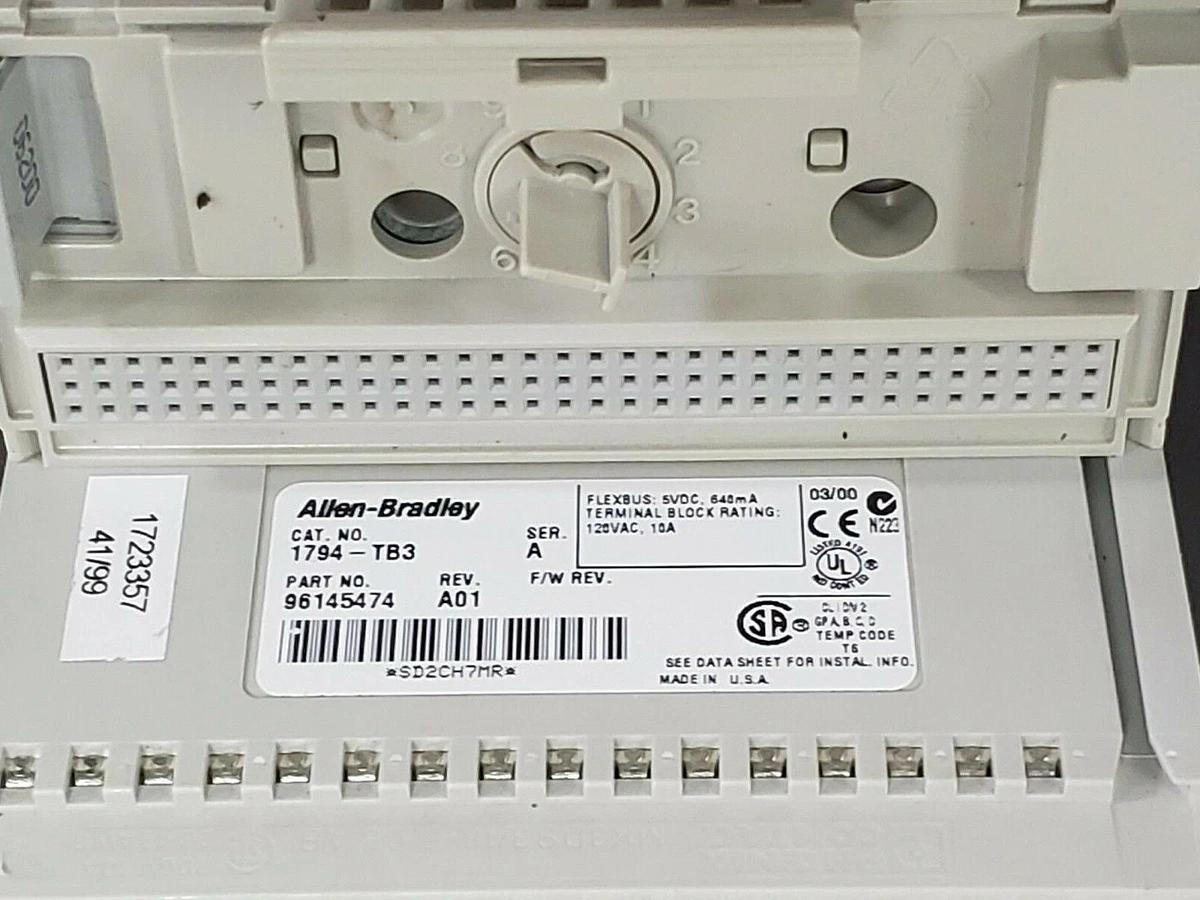 Used LOT OF 4 ALLEN BRADLEY 1794-TB3 TERMINAL BASES 1794TB3 SER. A REV. A01