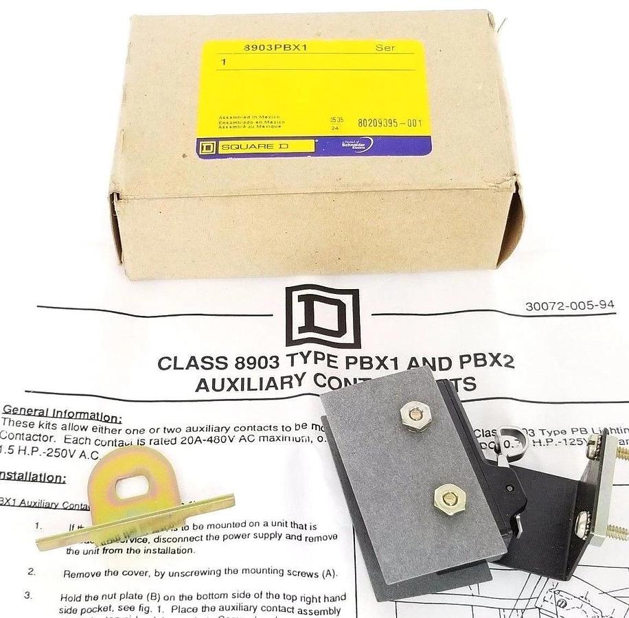 Used NIB SQUARE D 8903PBX1 LIGHTING CONTACTOR AUXILIARY SWITCH 0209395-001
