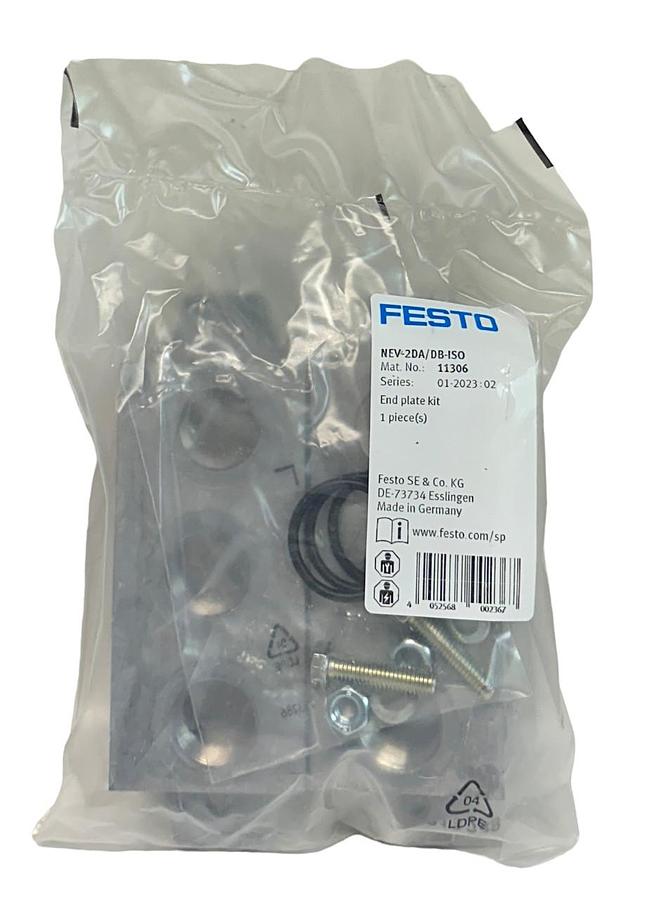 Used NEW SEALED FESTO NEV-2DA/DB-ISO / 11306 ALUMINUM END PLATE KIT G1/2 NSFS