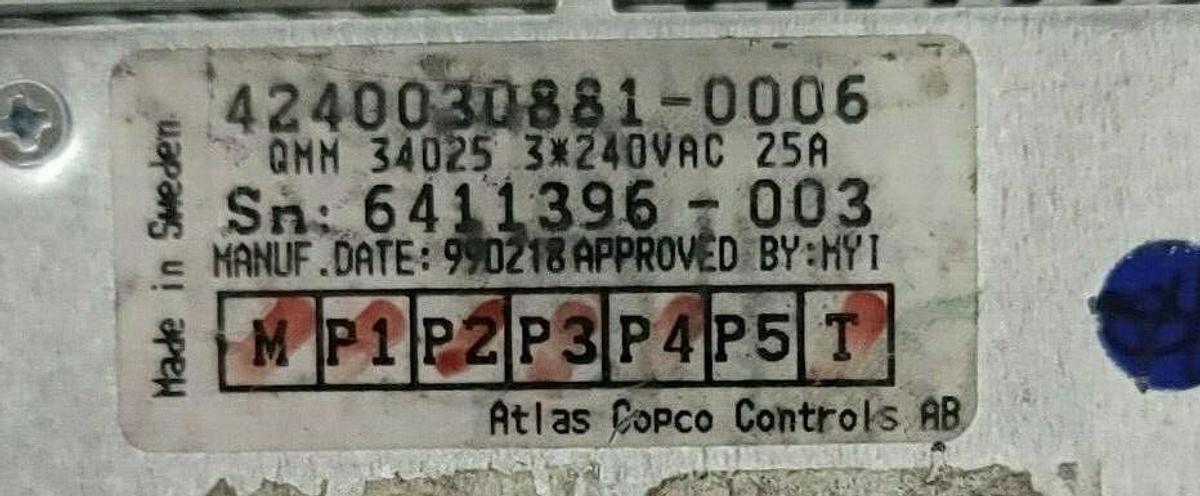Used ATLAS COPCO QMM34025 SERVO CONTROLLER 4240030881-0006 P5