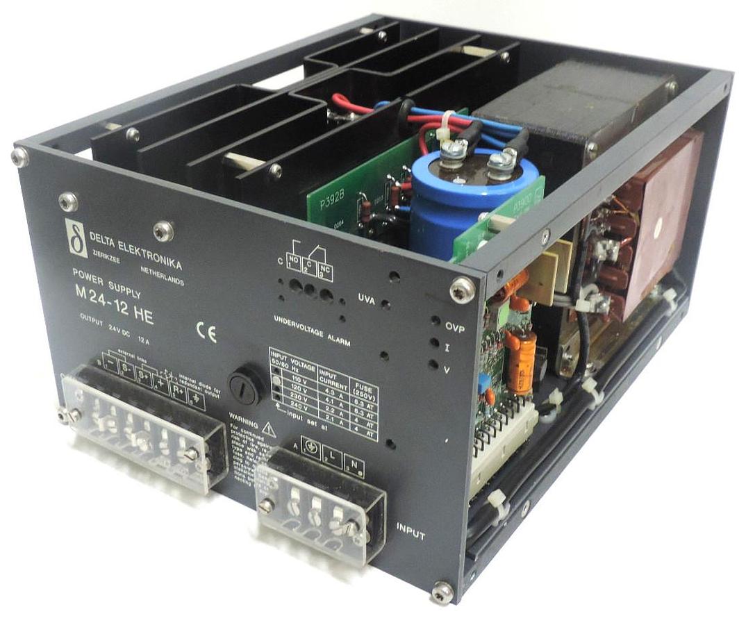 Used DELTA ELEKTRONIKA M24-12HE POWER SUPPLY INPUT 110/117/220/234VAC OUT 12A 24V