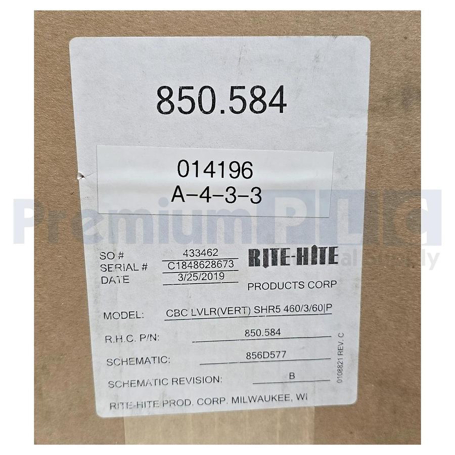 RITE-HITE 850.584 DOK-COMMANDER CONTROLLER CBC LVLR(VERT) SHR5 460/3/60/P NSMP