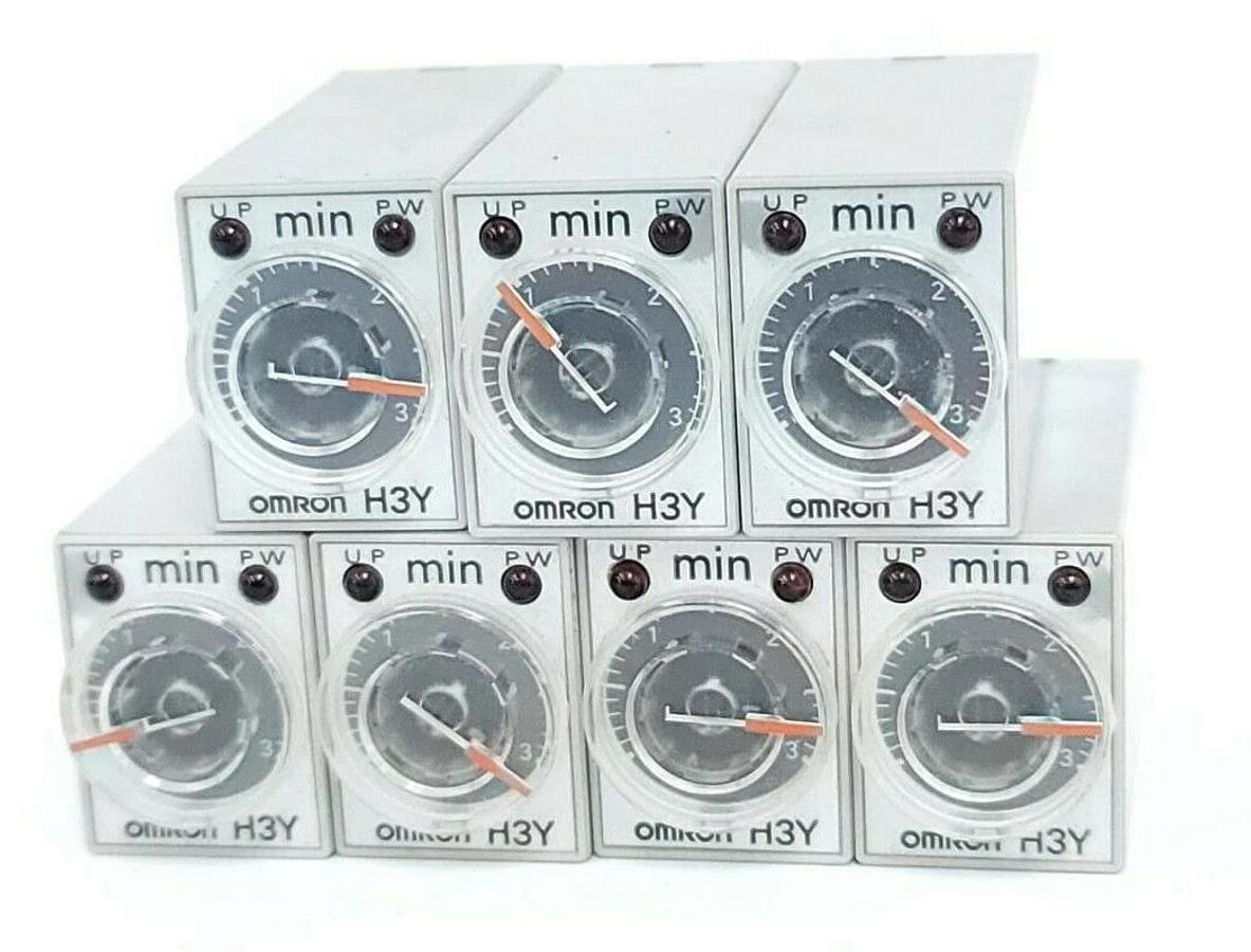 Used LOT OF 7 OMRON H3Y-2 TIMERS H3Y2 120VAC 0-3 MINUTE