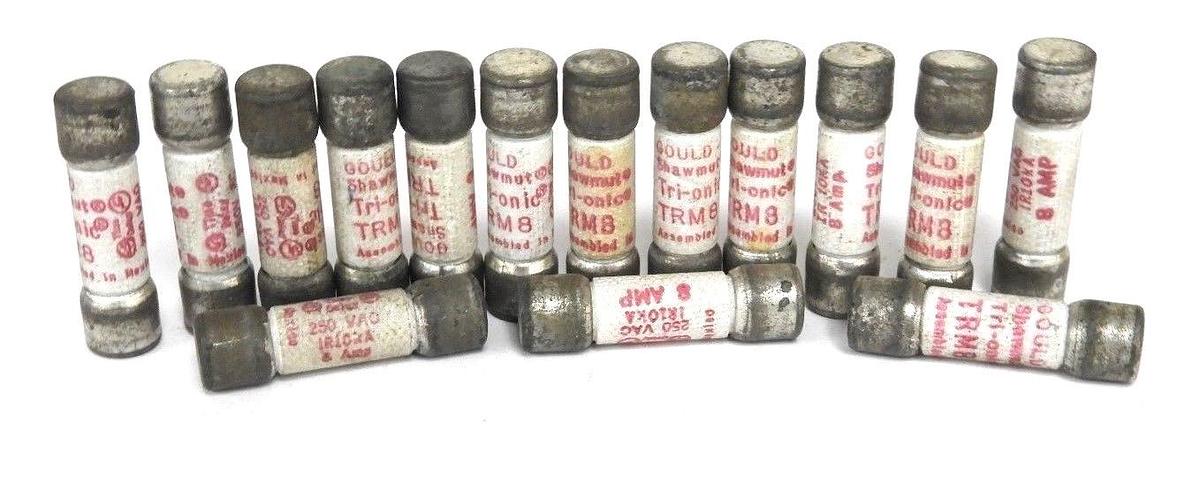 Used LOT OF 15 GOULD SHAWMUT TRM8 TRI-ONIC FUSES