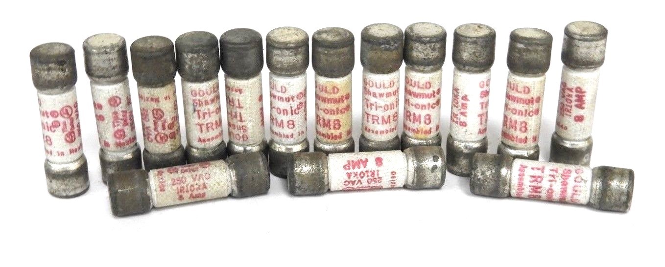 Used LOT OF 15 GOULD SHAWMUT TRM8 TRI-ONIC FUSES