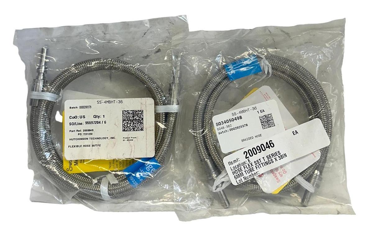 Used 2 SWAGELOK SS-4MBHT-36 / SS4MBHT36 STAINLESS STEEL BRAIDED HOSES 5048-382 NSFS