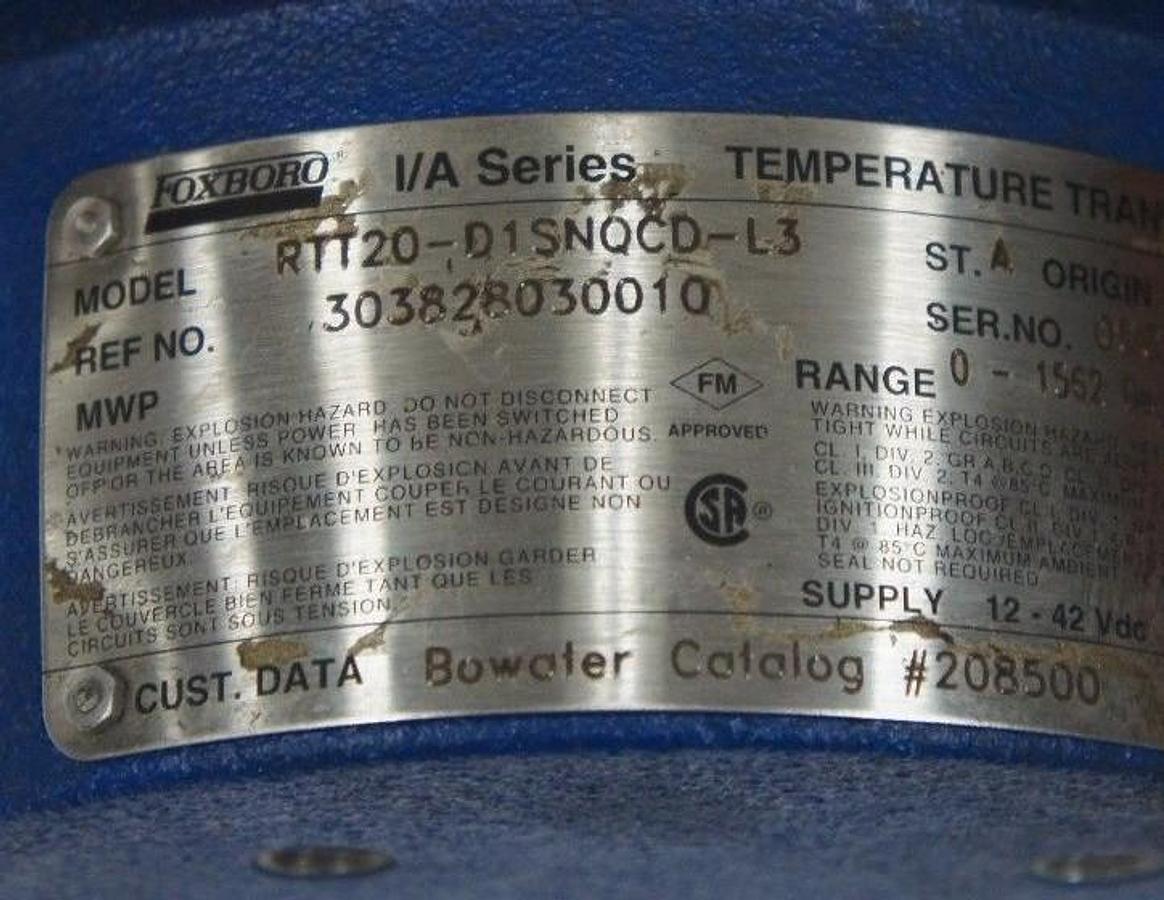 Used FOXBORO RTT20-D1SNQCD-L3 I/A SERIES TEMPERATURE TRANSMITTER RTT20D1SNQCDL3
