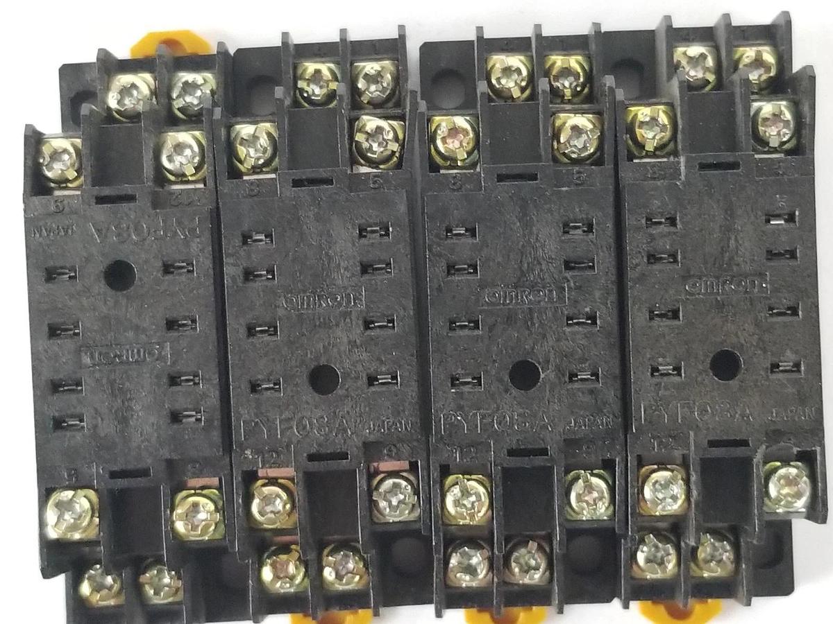 Used LOT OF 4 OMRON PYF08A RELAY SOCKETS 2-M4X10