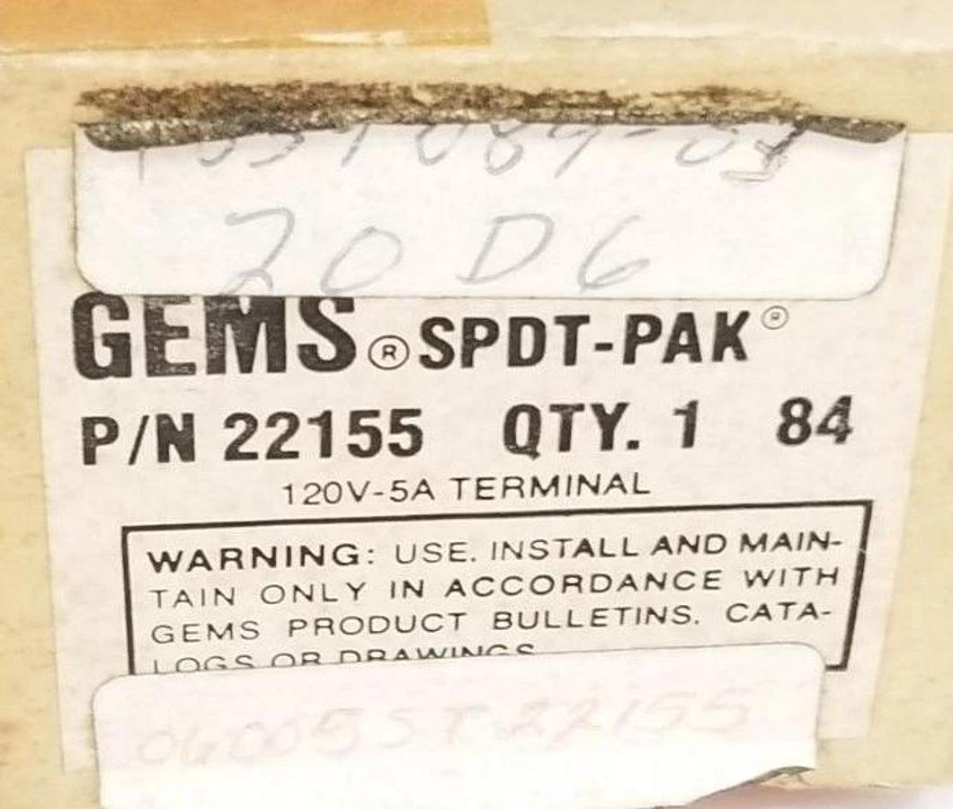 Used NIB GEMS SENSORS 22155 SPDT-PAK RELAY ST-22155 120VAC-5A