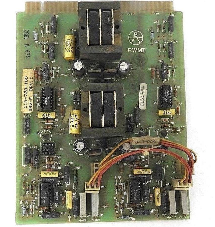 Used EMERSON 513-723-100 PC BOARD PWMI, BRV: F, DRV: C, 413-183-000