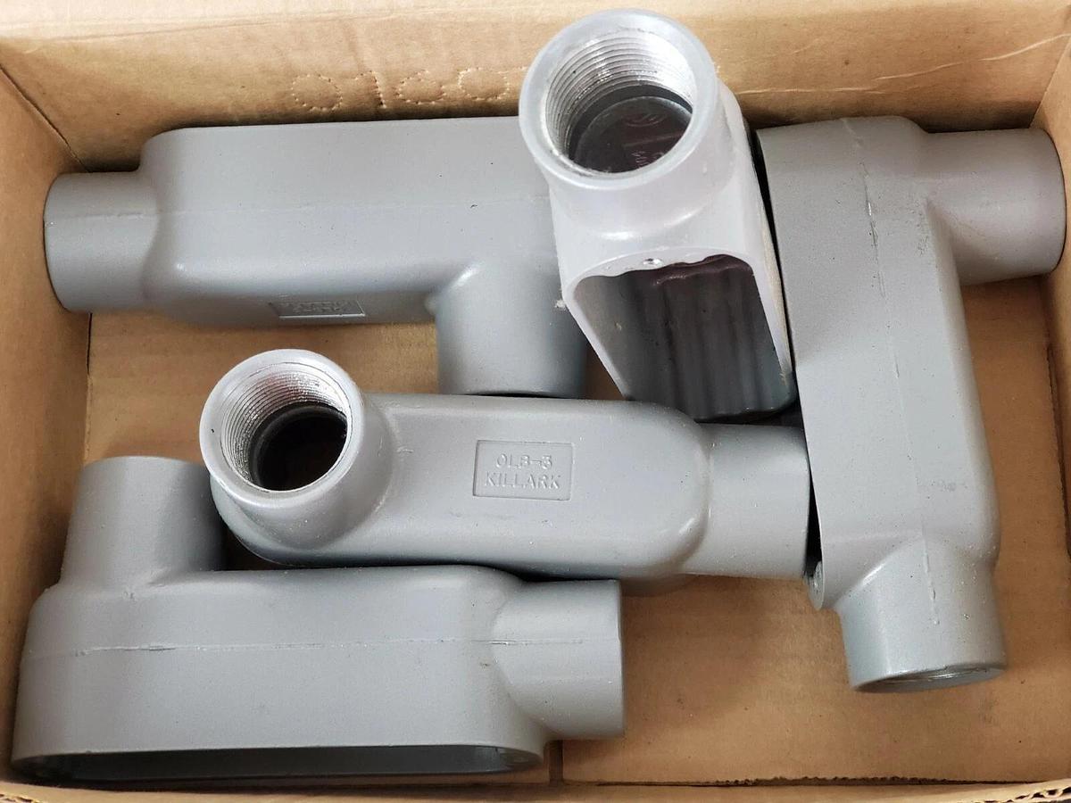 BOX OF 5 NEW KILLARK OLB-3, O SERIES TYPE LB CONDUIT BODIES ALUMINUM 1IN