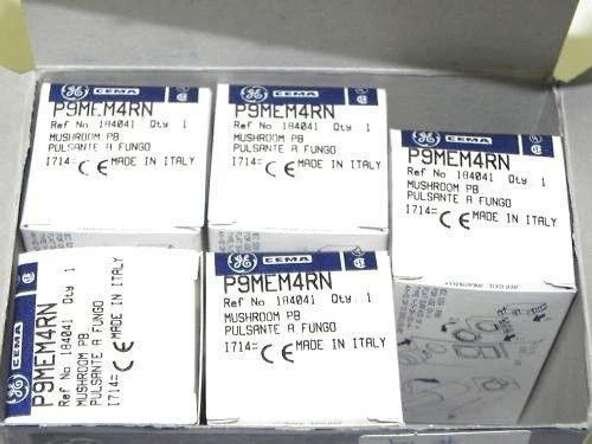 Used 5 NIB GENERAL ELECTRIC P9MEM4RN MUSHROOM PUSH BUTTONS