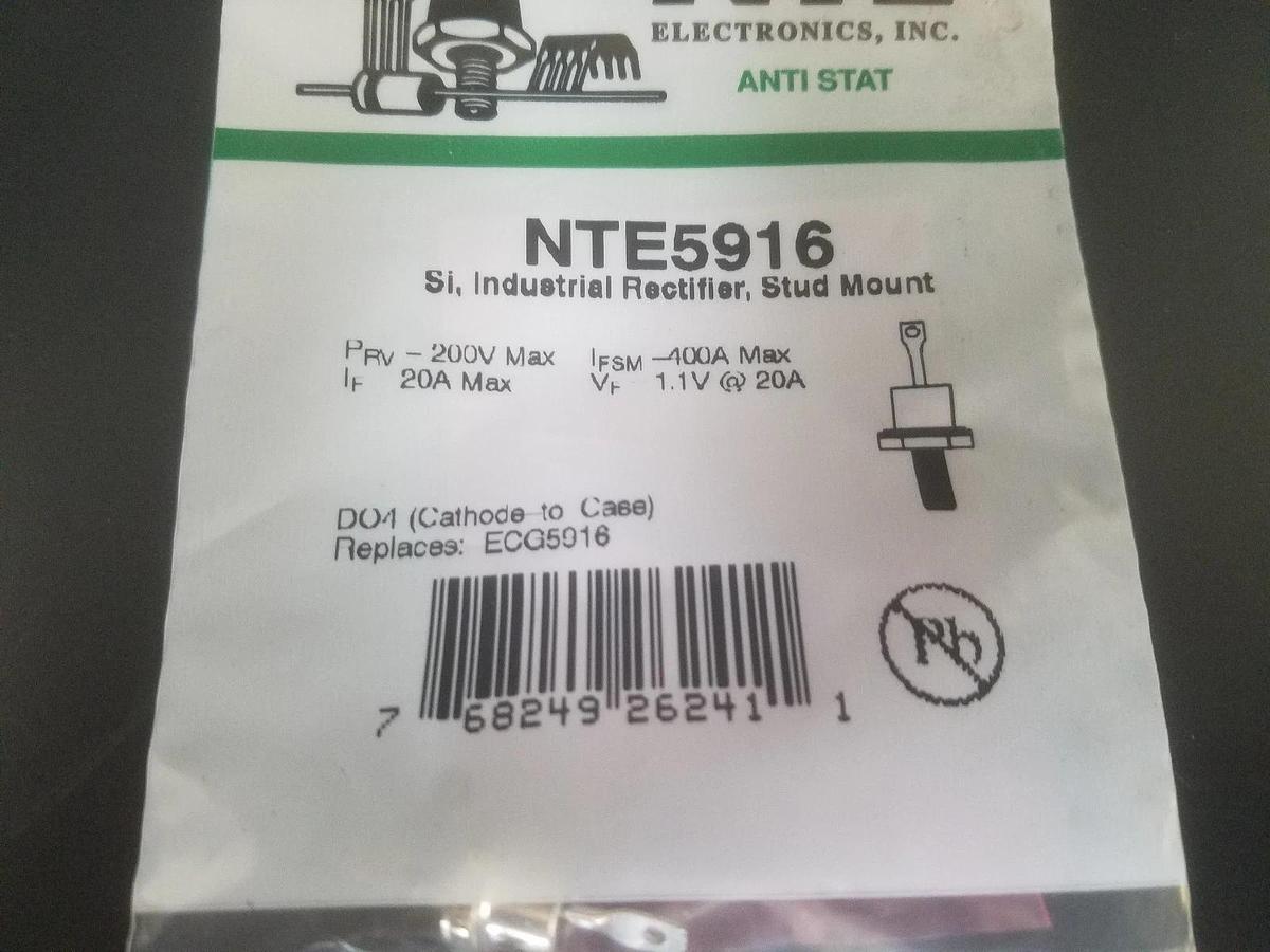 Used LOT OF 7 NEW NTE NTE5916 SI, INDUSTRIAL RECTIFIERS, STUD MOUNT