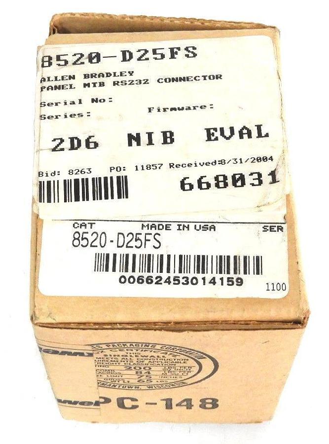 NEW ALLEN BRADLEY 8520-D25FS PANEL MTB RS232 CONNECTOR, 25 POS, 135387