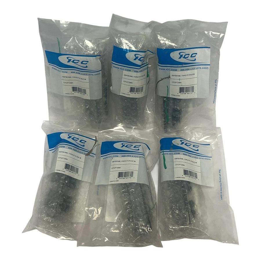 Used Lot of 6 ICC ICFOPT26BK Fiber Optic Adapter Panel LC Quad 24-Fiber - New Sealed