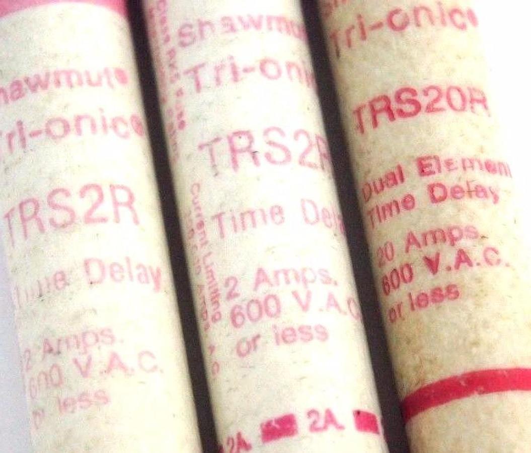 Used LOT OF 3 GOULD SHAWMUT TRI-ONIC TRS20R, TRS2R TIME DELAY FUSES