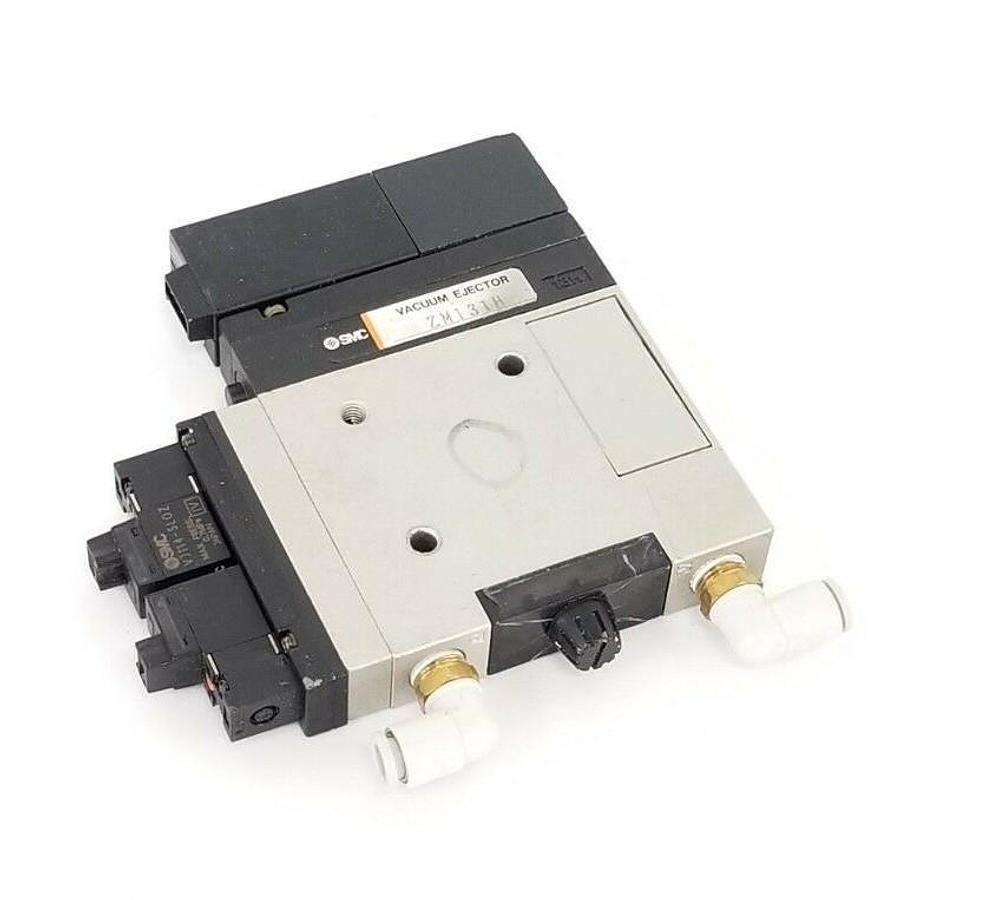 Used SMC ZM131H VACUUM EJECTOR W/ ZSE1-00-55CN SWITCH, VJ114 & VJ114-5LOZ SOLENOIDS