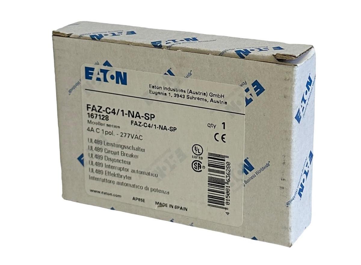 NEW EATON FAZ-C4/1-NA-SP / 167128 MOELLER SERIES 4A CIRCUIT BREAKER 1P 277VAC