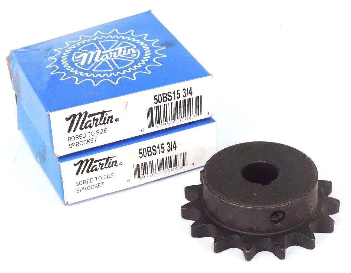 Used LOT OF 2 NIB MARTIN 50BS15-3/4 SPROCKETS 3/4" BORE 50BS1534