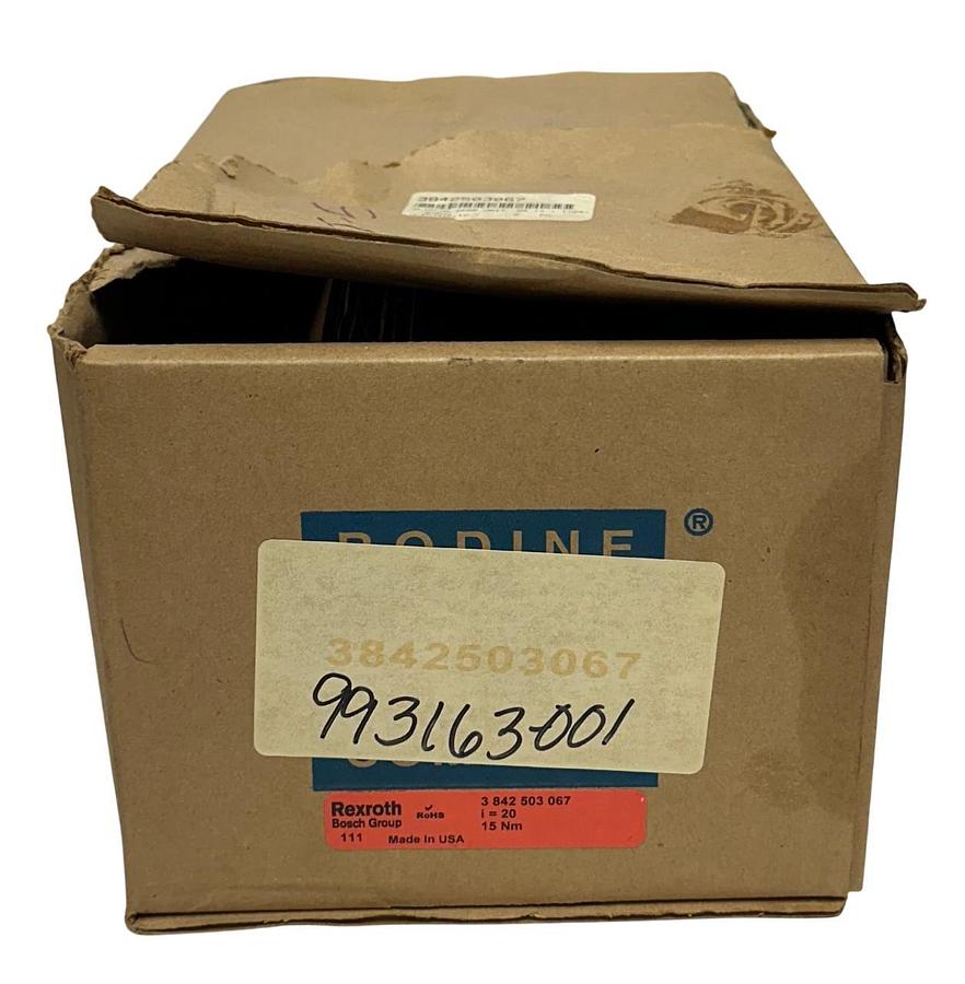 BODINE / REXROTH 3842503067 SLIP-ON GEAR REDUCER 20:1 RATIO 15Nm OEM NSMP
