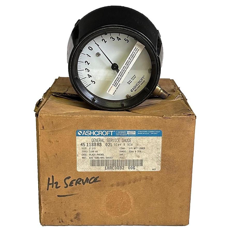 Used NEW ASHCROFT 451188AS 02L GENERAL SERVICE GAUGE 4-1/2'' 5IWV & 5IW BLACK 1188 AS