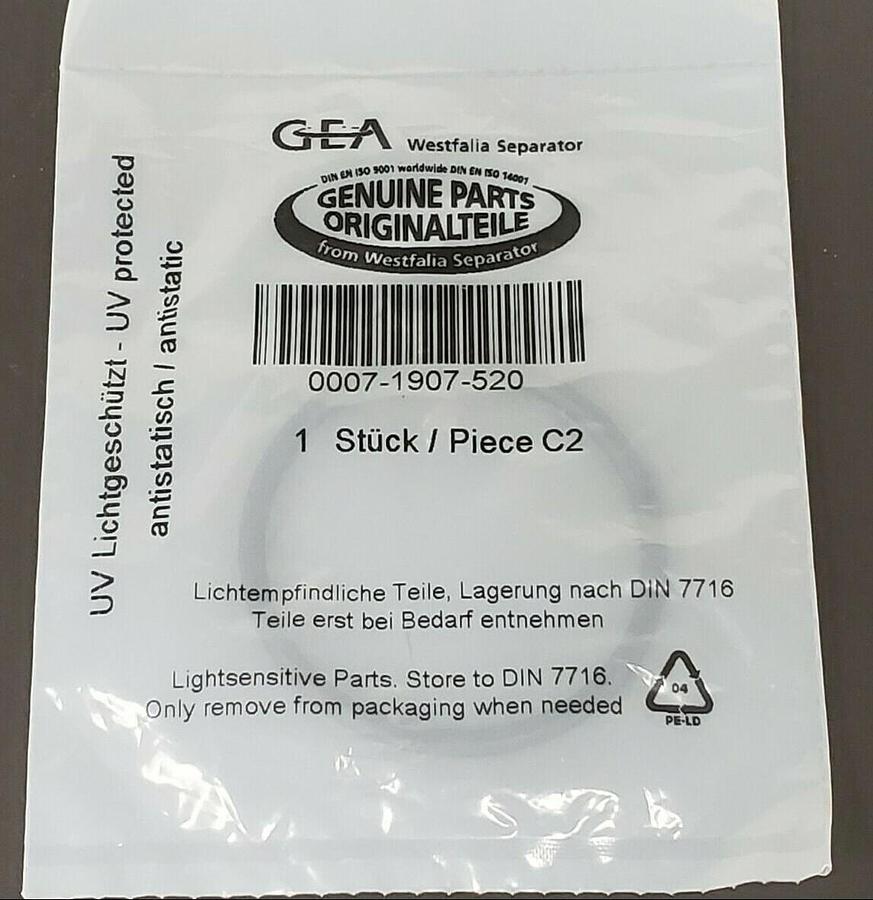 Used NEW GEA WESTFALIA SEPARATOR 0007-1907-520 O-RING SEAL 00071907520
