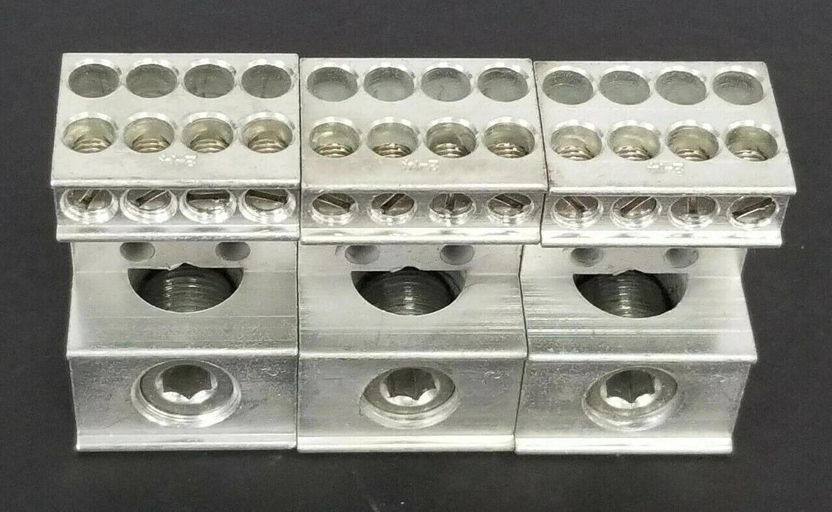 Used LOT OF 3 ILSCO 98074 LUG CONNECTORS 400KCMIL-6 CU7AL 2-14