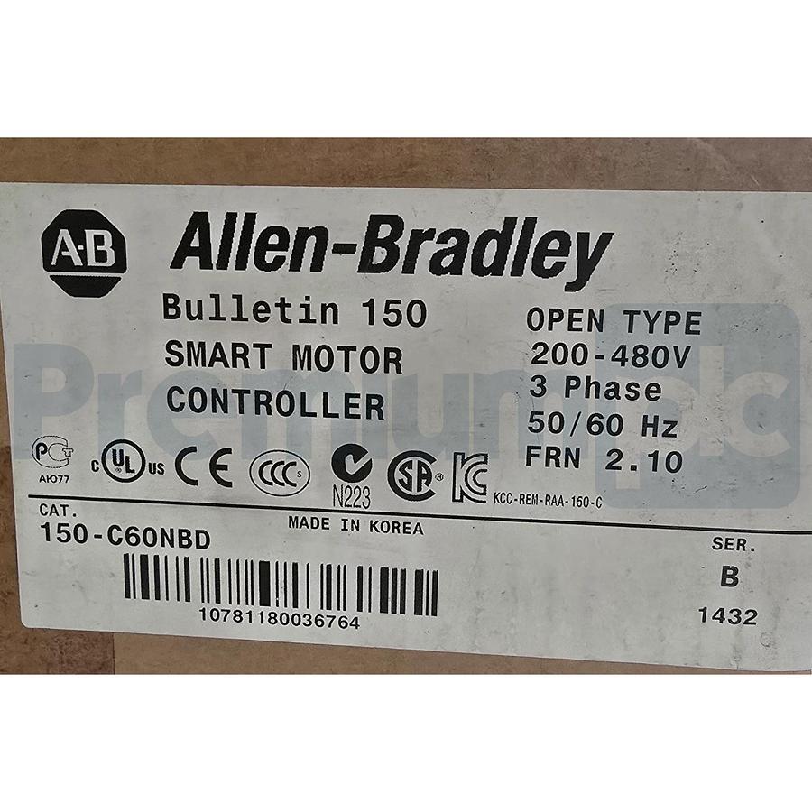 ALLEN BRADLEY 150-C60NBD /B SMC-3 OPEN SMART MOTOR CONTROLLER 60A/480V/3P NSMP