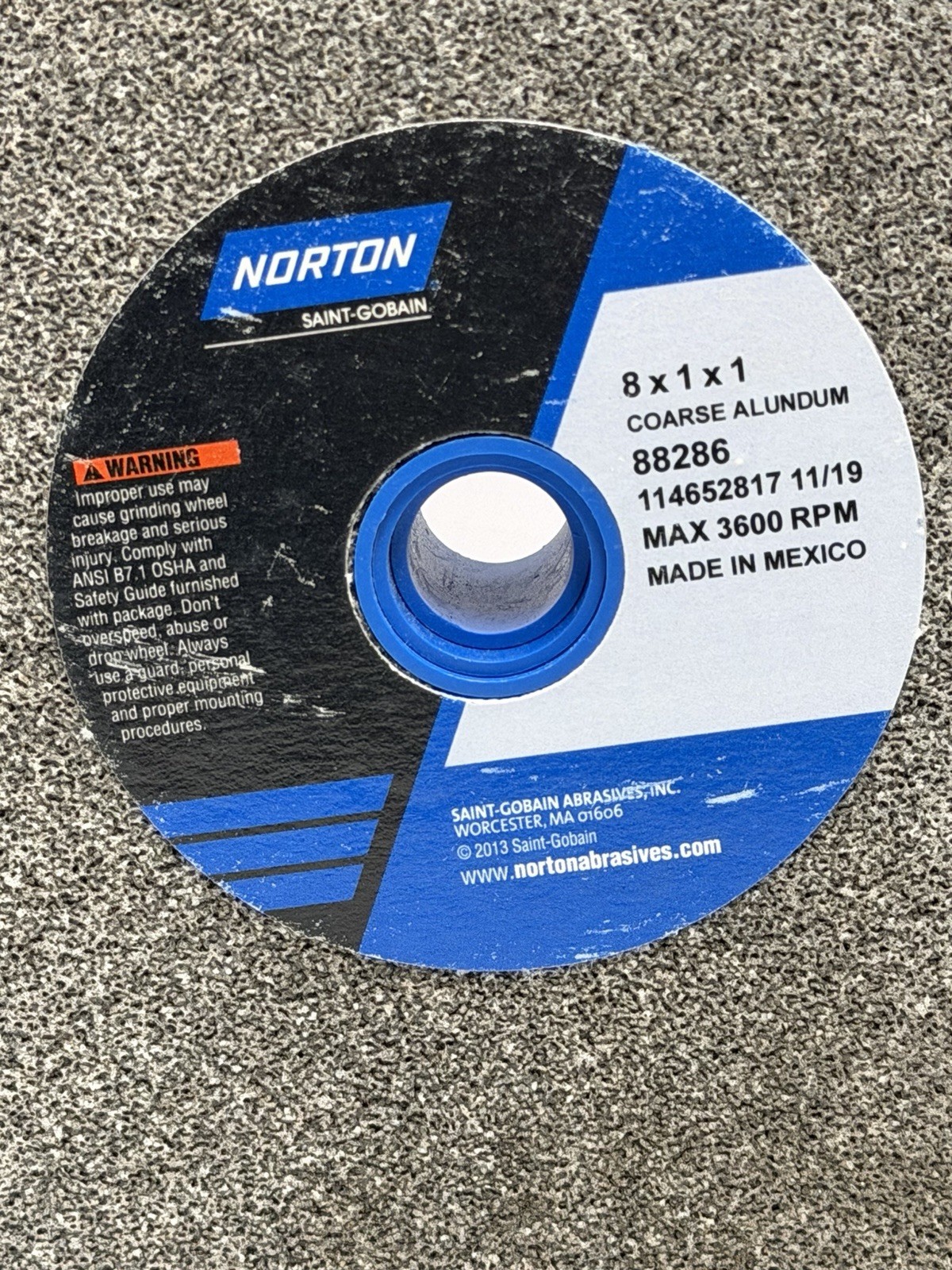 NEW NORTON 88286 GENERAL PURPOSE GRINDING WHEEL 36 GRIT 8X1X1