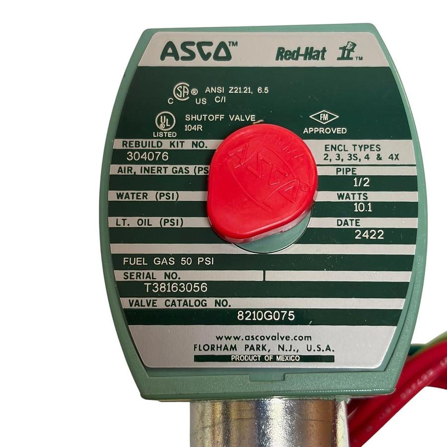 ASCO RedHat 8210G075 2-Way Normally Closed 1/2" NPT Gas Solenoid Valve 120VAC