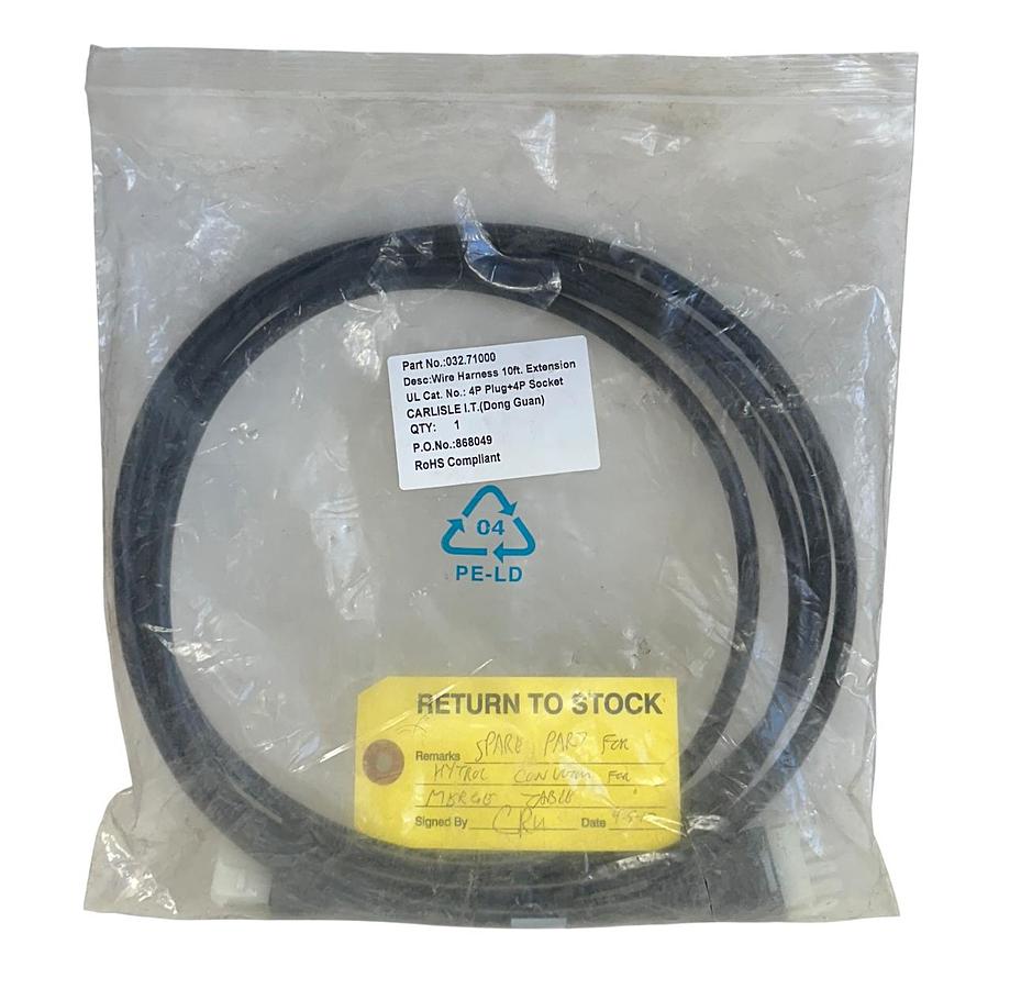 Used HYTROL 032.71000 / 03271000 WIRE HARNESS 10FT EXTENSION 4P PLUG+4P SOCKET NSMP