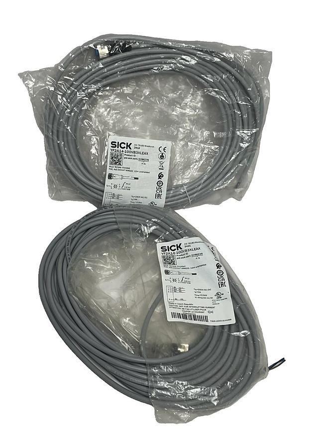 Lot of 2 SICK YF2A14-100VB3XLEAX Sensor Cable M12 4-Pin 10m NEW