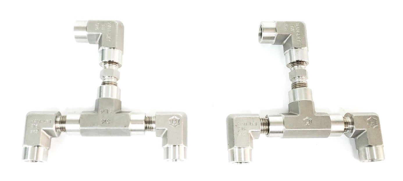 Used LOT OF 2 HAM-LET STEEL VALVE ASSEMBLIES 316-SL4, 316-SP5, 316-BT2 & (2) 316-SR3