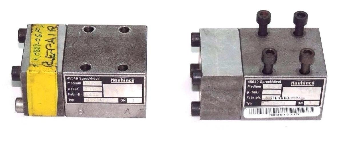 Refurbished LOT OF 2 REPAIRED HAUHINCO 6358470 HYDRAULIC VALVES 700BAR HFA MEDIUM 3DN