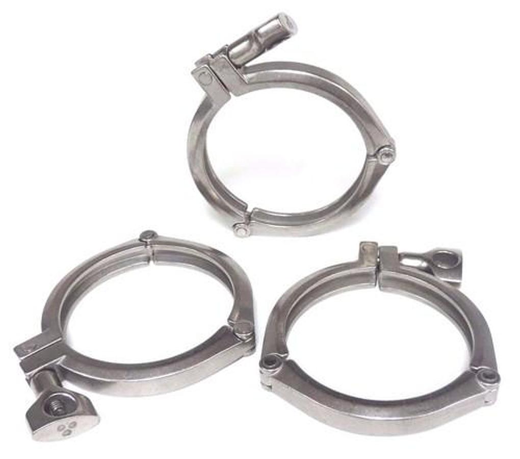 Used LOT OF 3 NEW TRI-CLOVER 13MHHS-4-S 4'' S.S. CLAMPS 13MHHS