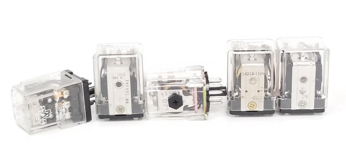 Used LOT OF 5 P&B RELAYS KUP14A15120, KUP14D15, KUP11A15, KRPA14DG110, KRP14AG120