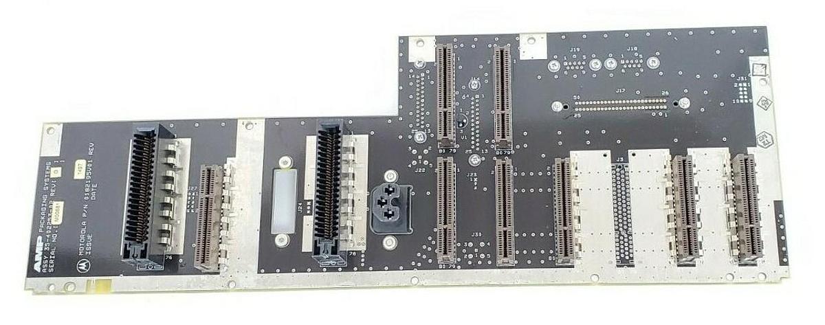 Used AMP PACKAGING SYSTEMS 35-402253-02 REV G BOARD MOTOROLA P/N: 0182195V01