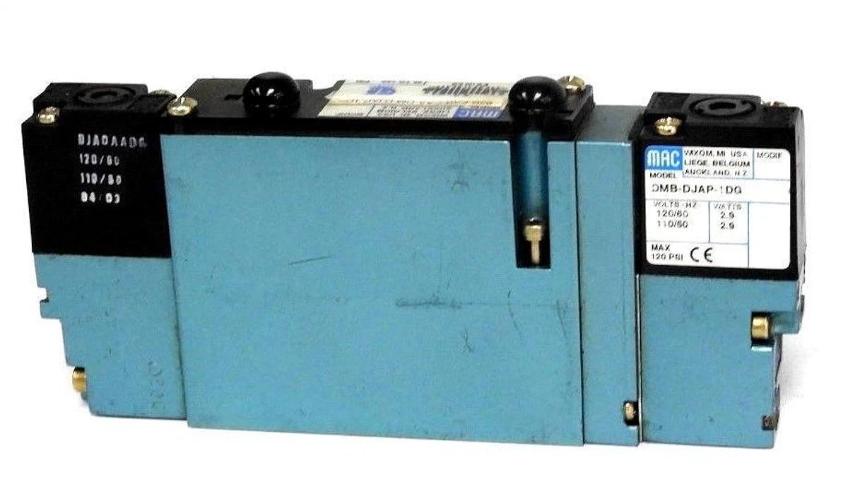 Used MAC 92B-FAB-CAA-DM-DJAP-1DG SOLENOID VALVE W/ TWO DMB-DJAP-1DG VALVES