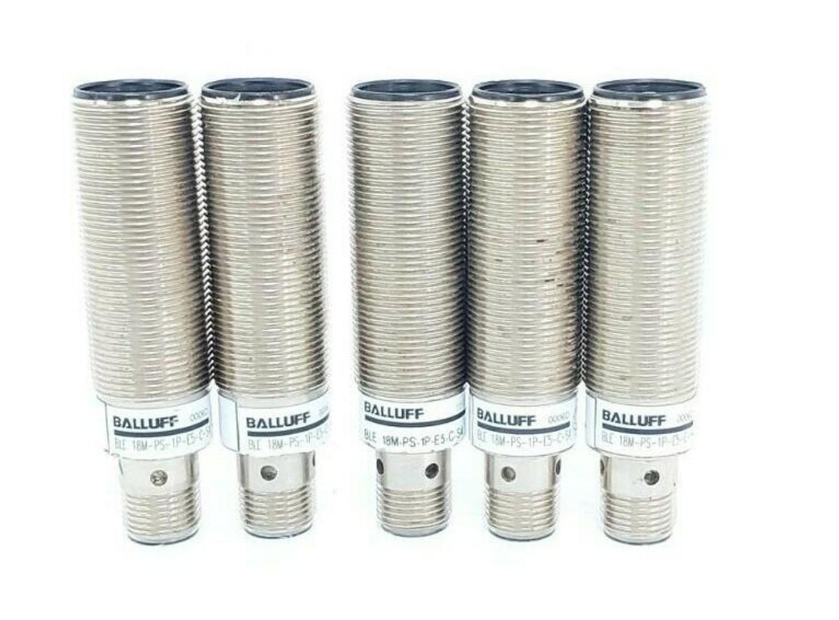Used LOT OF 5 BALLUFF BLE-18M-PS-1P-E5-C-S4 RECEIVERS 551666, BLE18MPS1PE5CS4, 10-30