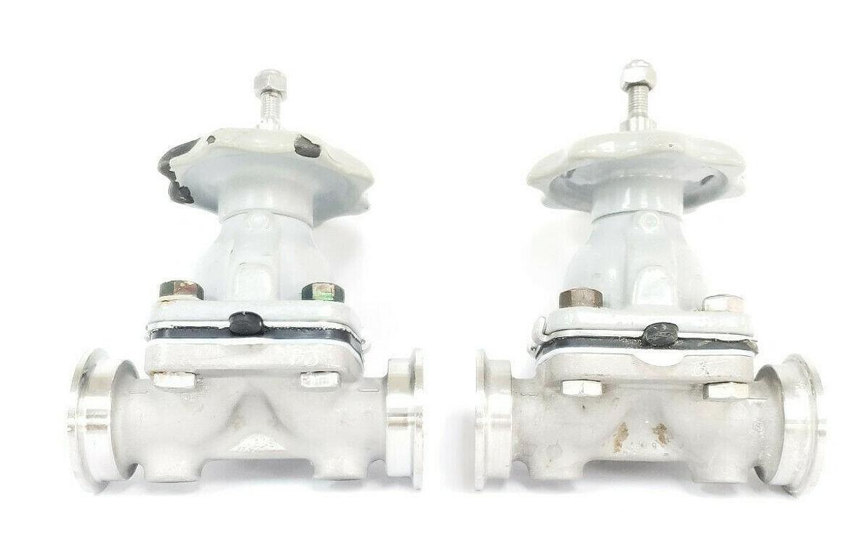 Used LOT OF 2 ITT GRINNELL DIAPHRAGM VALVES WITH 1819 CF8M 1" VALVE BODIES