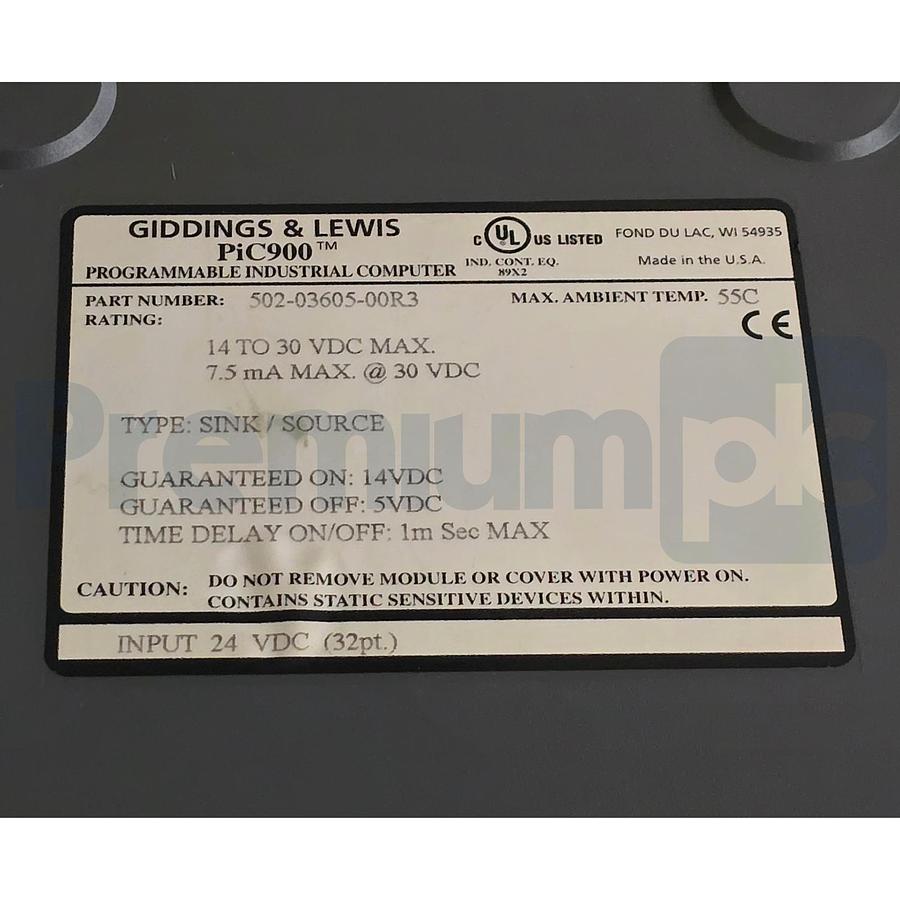 Used Giddings & Lewis 502-03605-00R3 PiC900 32PT Input Module 24VDC 502-03605-00 USPI