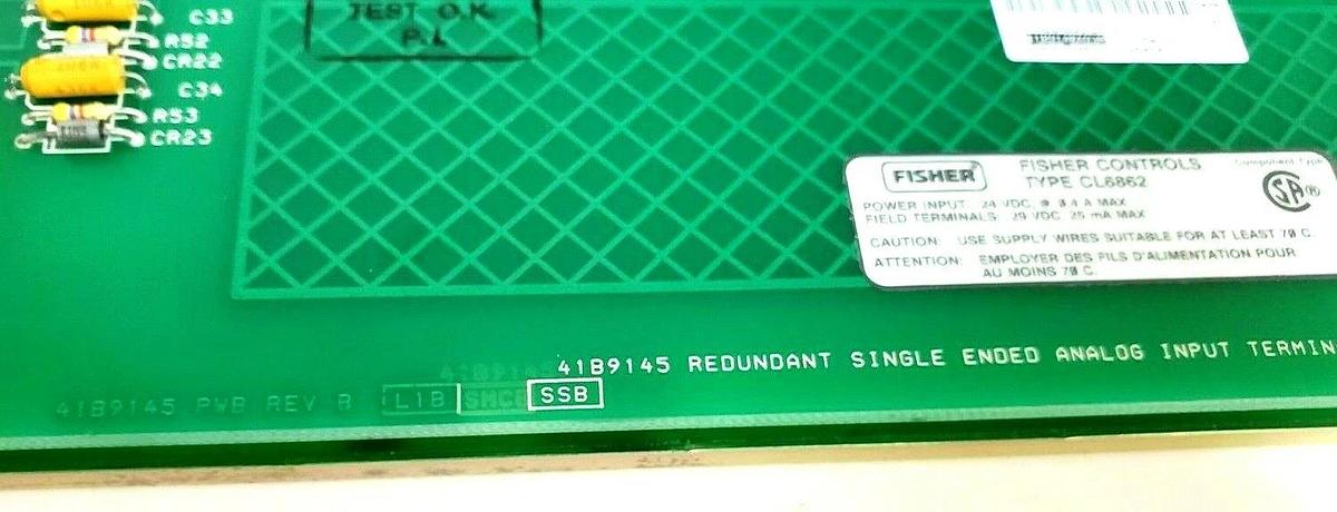 Used FISHER CONTROLS 41B9148X03R TYPE: CL6862 41B9145 REDUNDANT SINGLE ANALOG INPUT
