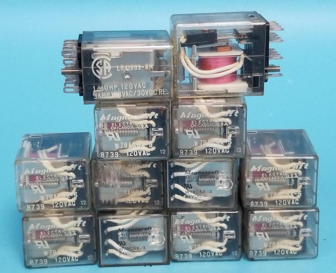 Used LOT OF 12 MAGNECRAFT ELECTRIC W78ACSX-5 RELAYS W78ACSX5, 3A, 120V