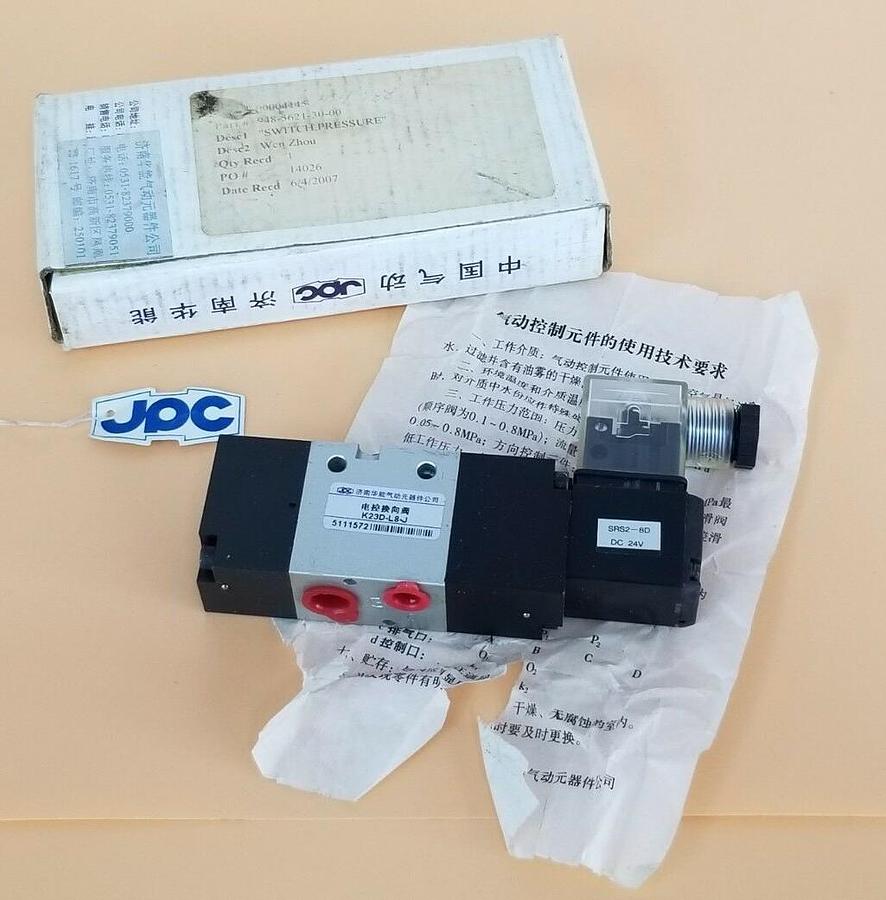 Used NIB JPC 948-5621-30-00 PRESSURE SWITCH VALVE K23D-L8-J W/ SRS2-8D SOLENOID 24VDC