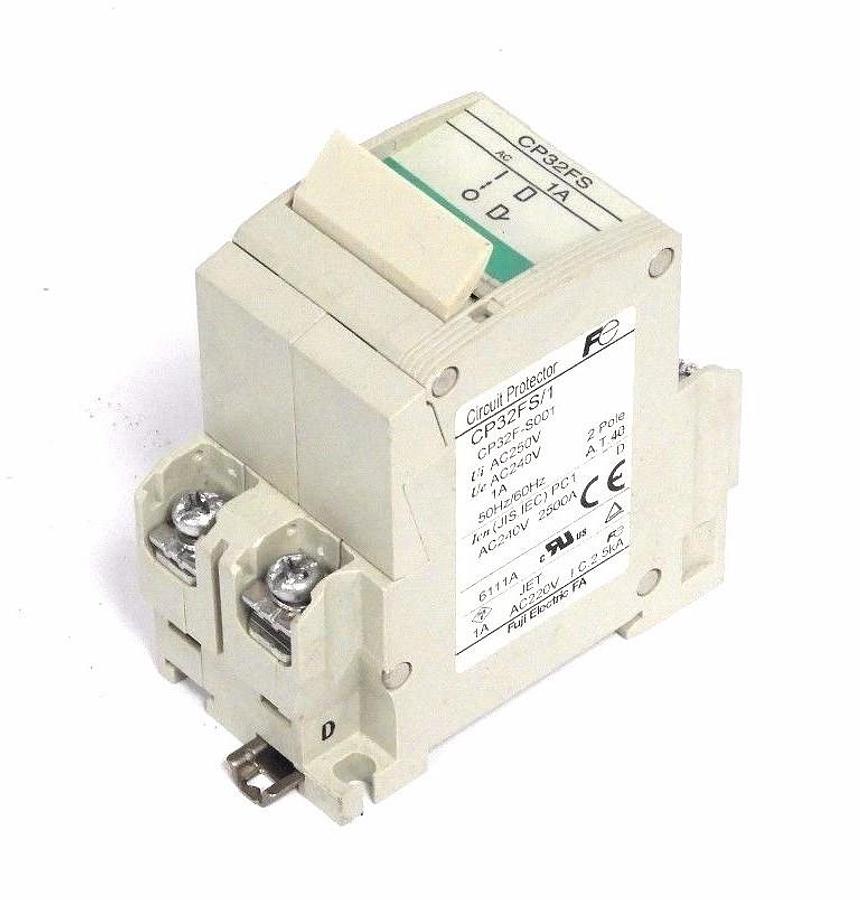 Used FUJI ELECTRIC CP32FM/1 CIRCUIT PROTECTOR 2POLE 1A CP32FM1, CP32FM, CP32F-M001