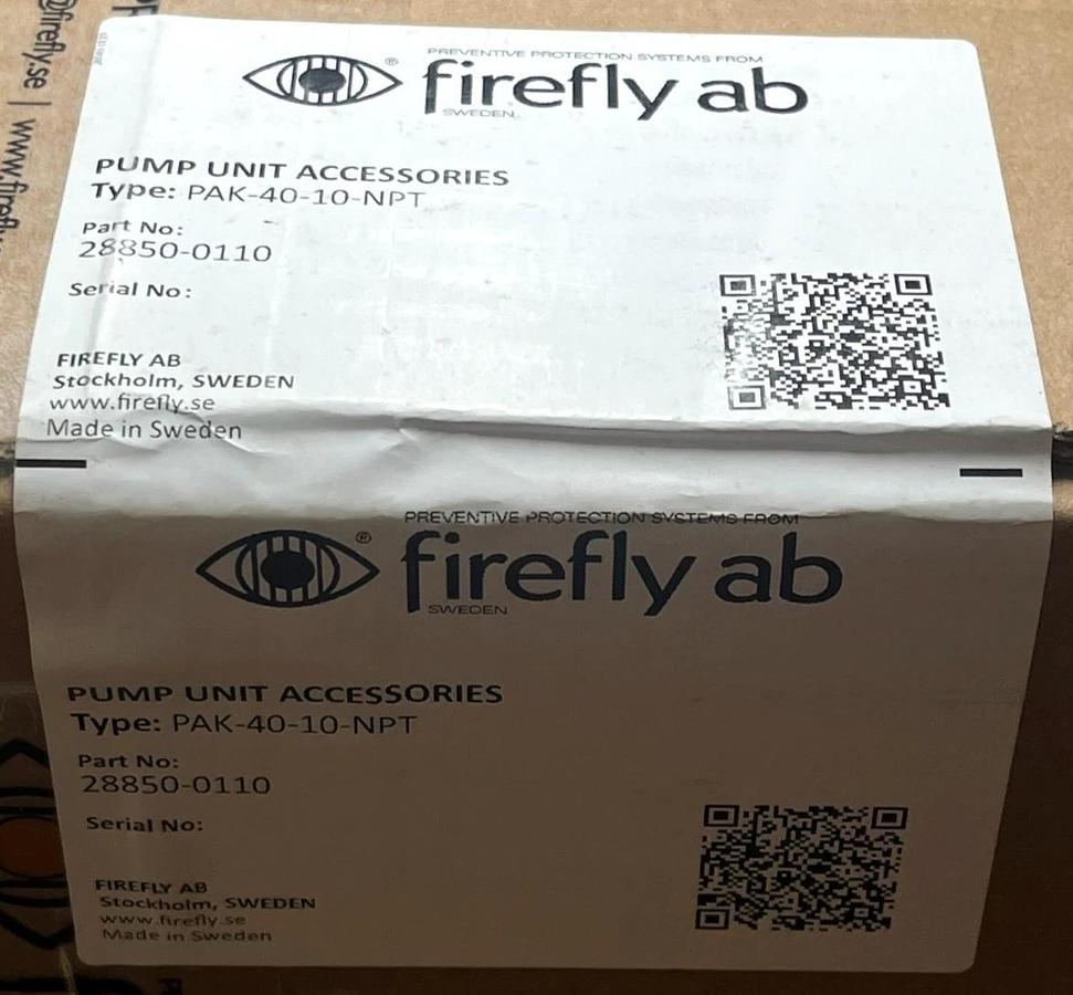 FIREFLY AB WATER PUMP SET 28850-0110, PAK-40-10-NPT, FSE-WPS-K-40-8-220 SPARK