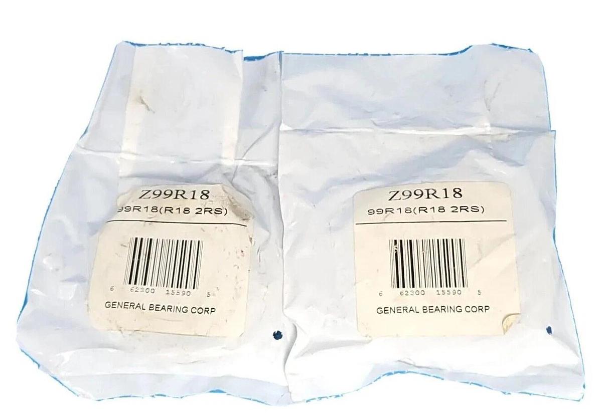 Used LOT OF 2 NEW GENERAL BEARING CORP. Z99R18 BEARINGS